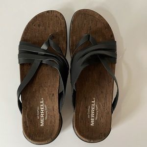 MERRELL Women's Cross Sandals Slip On Air Cushion Memory Foam Sz 7 black NEW